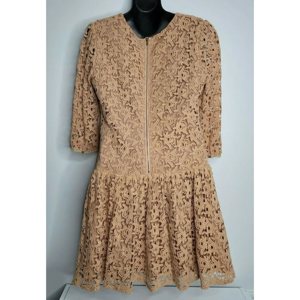 Champagne and Strawberry Anthropologie Mini Dress Medium Rose Crochet NWT Womens